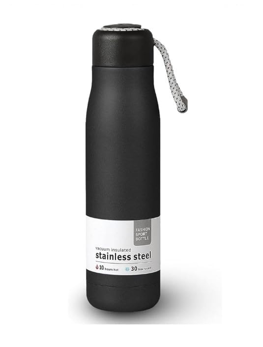 Water Bottle 500ml Stainless Steel Vacuum Insulated Thermal Flask, Double-Wall Leak-Proof Wide-Mouth BPA-Free for Hot Cold Drinks Gym Travel, Black - image 1