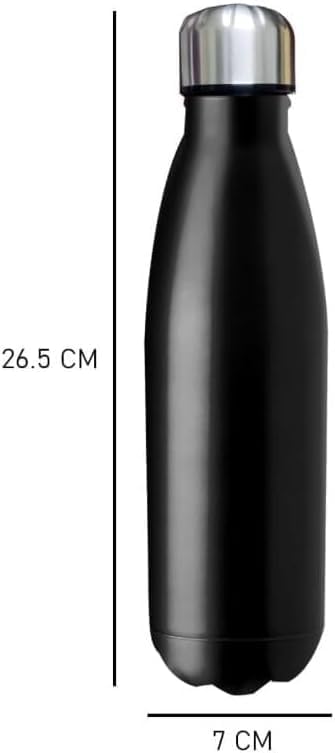Water Bottle 500ml Stainless Steel Vacuum Insulated Double Wall Leakproof BPA-Free Motivational for Gym Travel Office Outdoor (Black) - image 3