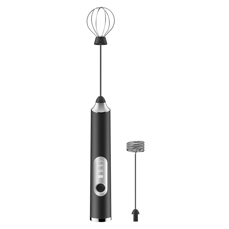 Milk Frother Handheld, USB Rechargeable Electric Whisk with 3 Speeds, Stainless Steel Coffee Foamer and Egg Beater for Latte, Cappuccino and Hot Chocolate, Black - image 1