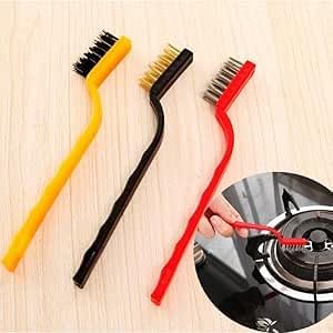 Wire Brush Set 6 Pcs Nylon Brass Stainless Steel Cleaning Brushes, Curved Handle Tool Kit for Rust Paint Stain Removal Metal Kitchen Workshop - image 5