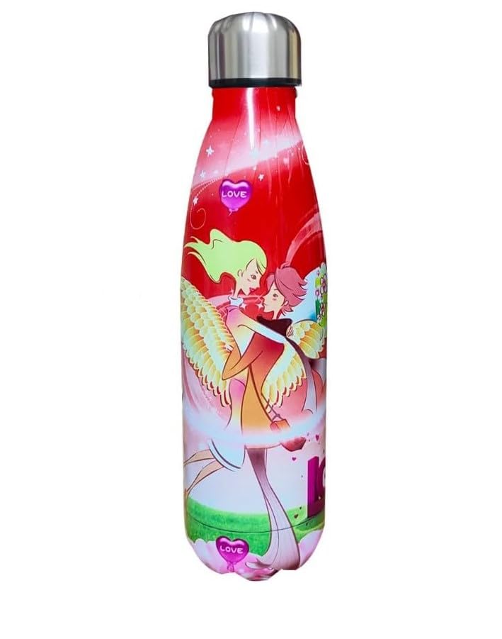Water Bottle 500ml - Stainless Steel Vacuum Insulated Double Wall Leak Proof for Hot & Cold Drinks, BPA Free, Motivational Drinking Bottle for Gym, Travel, Office & Outdoor (Red Tinker Bell) - image 1