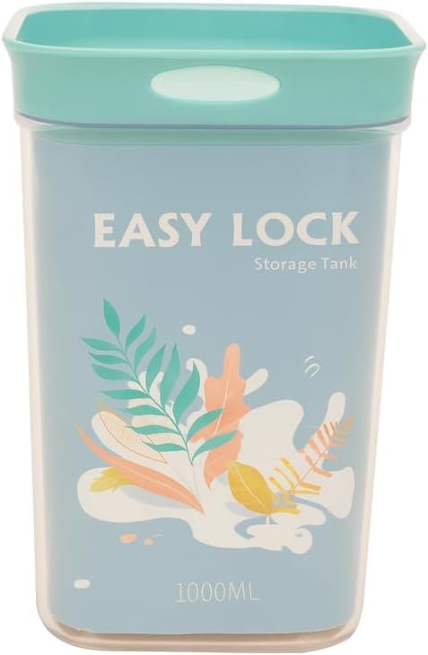 Airtight Food Storage Containers 4 Piece, Clear Stackable Acrylic Canister Set with 400ml, 600ml, 800ml and 1L Jars for Flour, Sugar, Pulses, Spices and Snacks, Blue - image 3