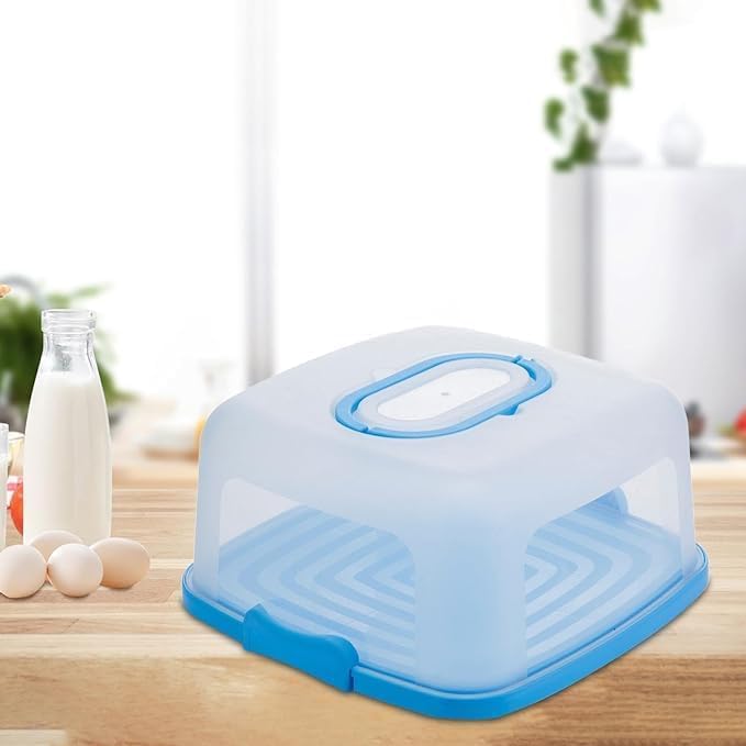 Cake Carrier Box Square with Lid and Handle Storage Container for Cupcakes Pastries Food-Safe Leakproof BPA-Free for Parties Picnics Events Blue - image 2