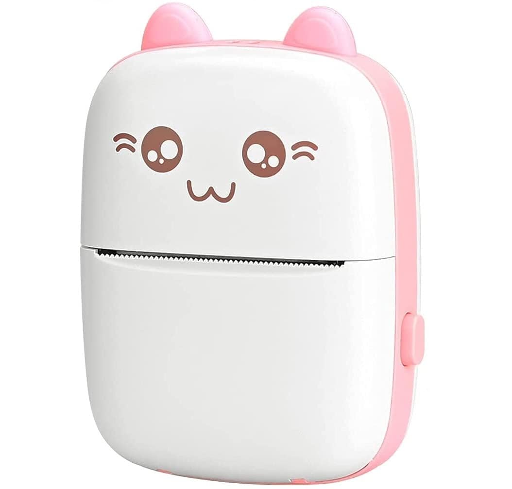 Mini Thermal Printer, Bluetooth Pocket Printer with Inkless Monochrome Printing for Photos, Notes, Labels and Stickers, Rechargeable, Android and iOS (Pink) - image 1
