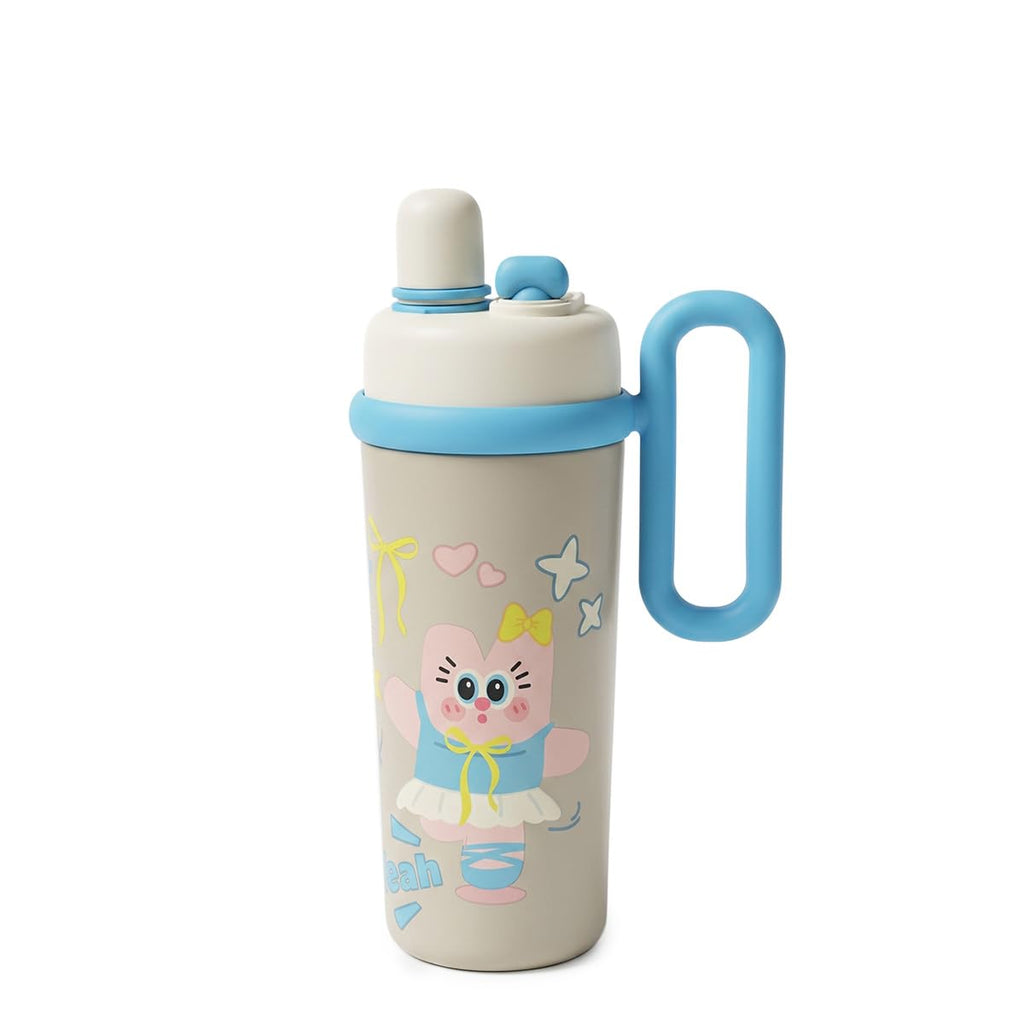 Travel Tumbler 700 ml, Vacuum Insulated Stainless Steel Cup with Handle and Straw, Reusable Mug for Hot and Cold Drinks, Car, Office, Gym and Travel, F-1533 (White) - image 1
