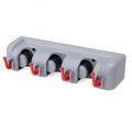Mop & Broom Holder Wall Mounted Organizer With 4 Hooks & 3 Slots, Space Saving Plastic Cleaning Tools Storage For Brooms, Mops And Household Accessories (Grey, 4 Hooks) - image 1