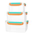 Food Storage Containers Set, 3 Pcs Refrigerator Crisper Box with Airtight Seal, Microwave and Dishwasher Safe, Leak Proof, Easy to Clean, Square Food Grade for Vegetables and Fruit (Orange) - image 1