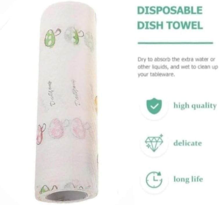 Wipes Roll – Reusable Heavy Duty Lint Free Kitchen Cleaning Cloths, Extra Absorbent Washable Towels For Home Use, 50 Pcs (White, Mushroom) - image 2