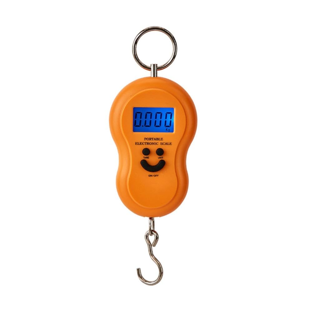 Digital Luggage Scale Portable Hanging Scale 50kg Backlit LCD Hook Weight Electronic Travel Home (Orange) - image 1