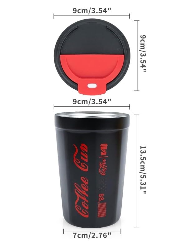 Coffee Cup with Lid Leak proof, Thermal coffee mug 380 ml, Double Wall Stainless Steel Insulated Travel Mug for Hot or Cold Drinks (Black) - image 5