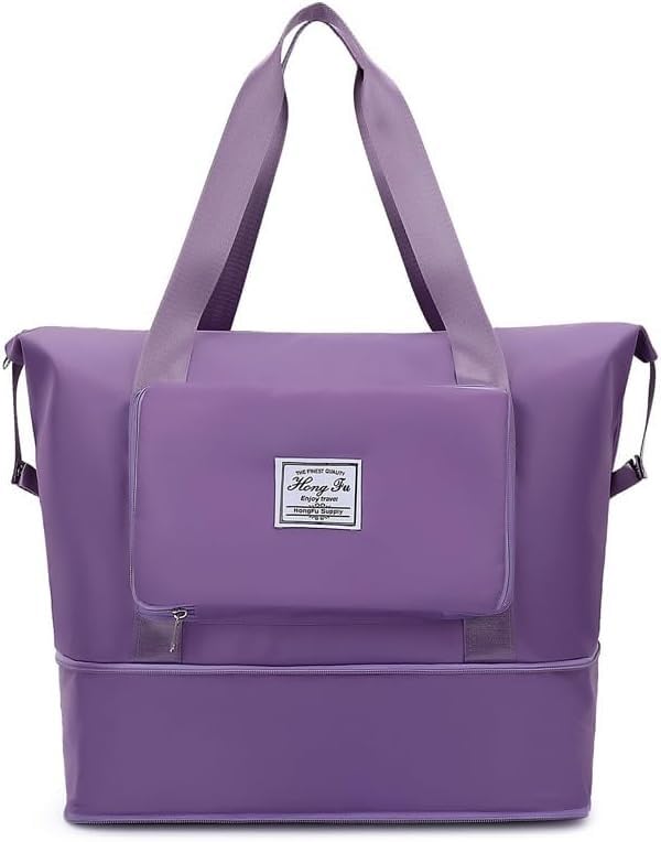 Travel Bag Women Large Capacity Waterproof Foldable Sports Gym Duffle Hand Bag With Side Pocket Lightweight Carry On (Purple) - image 1