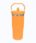 Tumbler 900ml 30oz with Straw Lid and Handle, Stainless Steel Vacuum Insulated Double Wall Mug with Silicone Boot, Hot and Cold Travel Cup (Orange) - image 1
