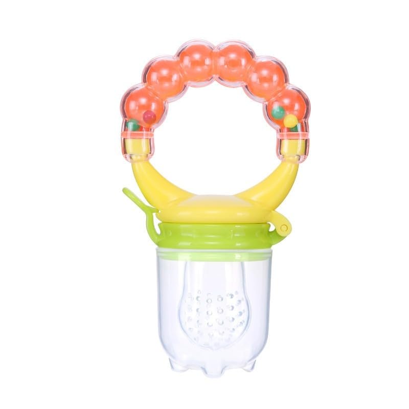 Fruit Feeder Pacifier - Silicone Teething Feeder, Bpa Free, Anti-Choking with Dust Cover and Stand for Fruit and Vegetable Feeding (Orange) - image 1