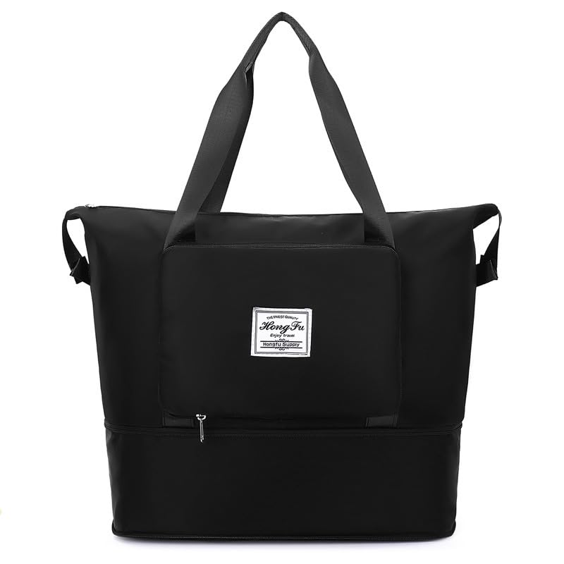 Travel Bag Foldable, bags for women, bags travel, Gym Bag, Large Capacity Waterproof Gym and Sports Bag with Handle (Black) - image 1