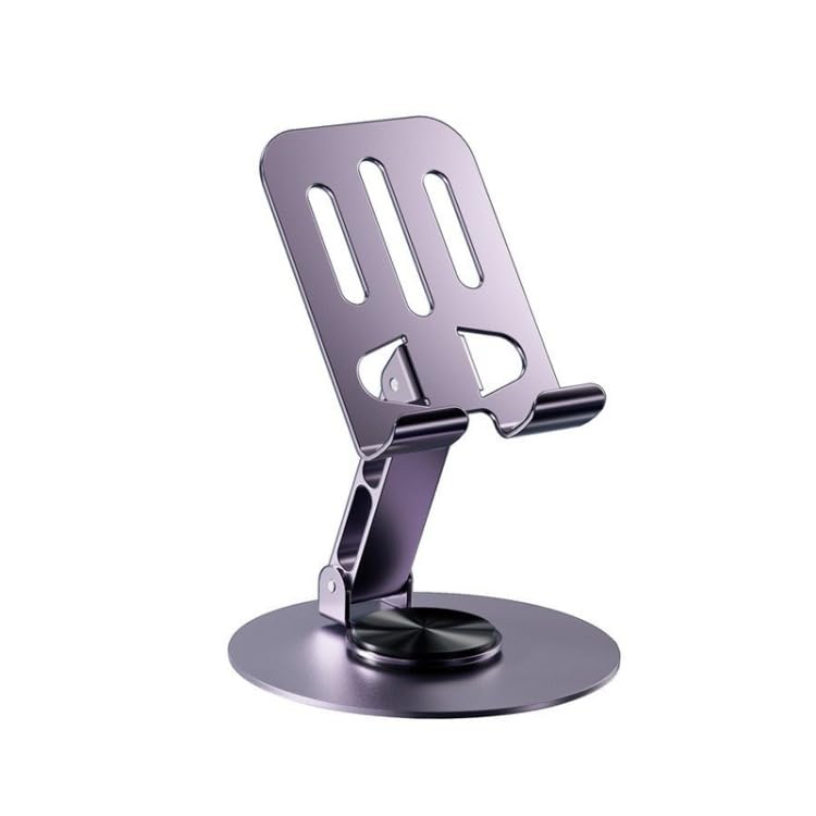 Phone Stand Adjustable 360° Rotating Desk Holder, Foldable Metal Mobile Stand with Secure Grip, Portable Universal Phone Holder for Smartphone and Tablet, ZM-0116 (Purple) - image 1