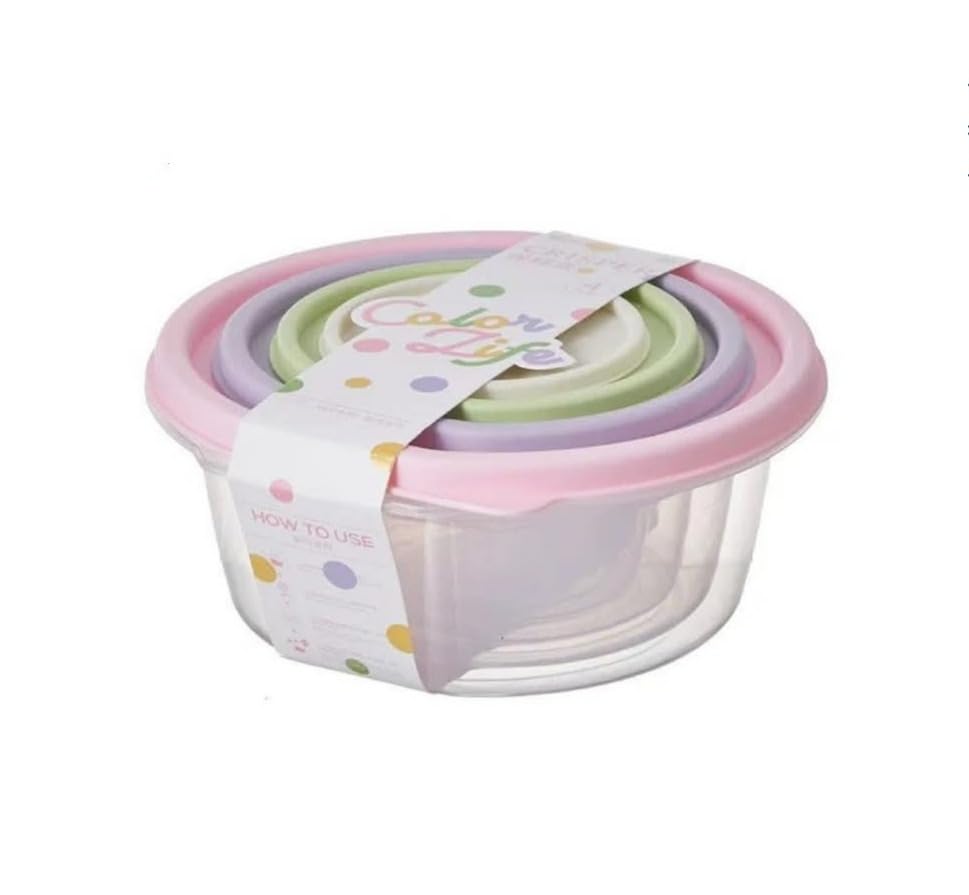 Food Storage Containers Set, 4-Piece Airtight Fridge Boxes with Snap Lids, Leak-Resistant Microwave-Safe Meal Prep Containers, Pink - image 1