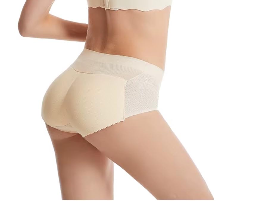 Padded Seamless Butt and Hip Enhancer Shaper Panties, Plus Size Shapewear Shorts with Tummy Control and Mesh Design, 120-140Kg (Beige, L) - image 1