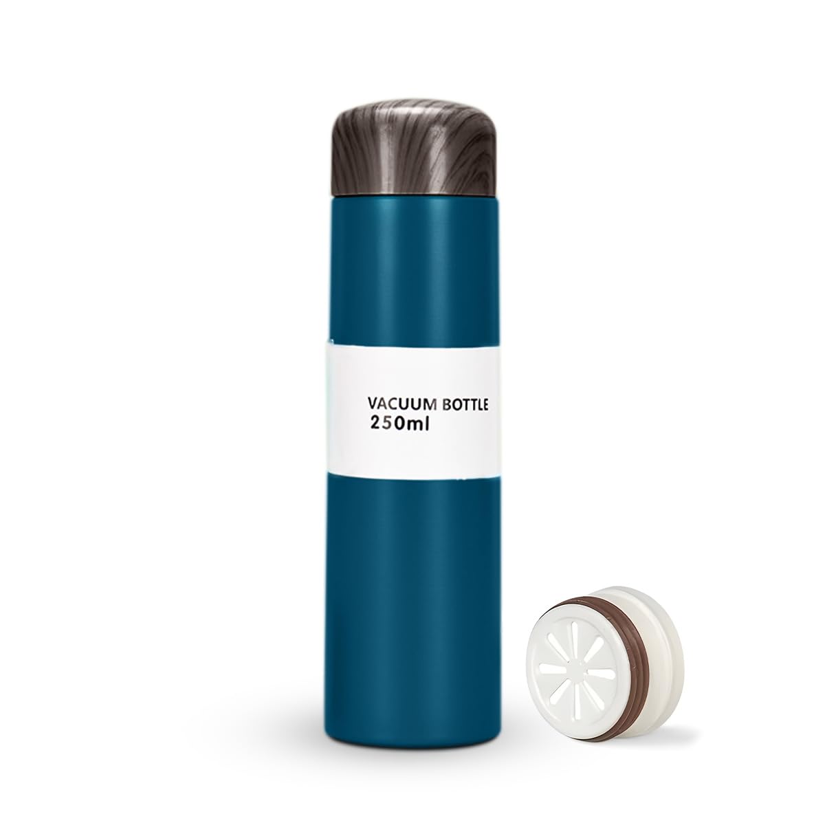 Water Bottle, Vacuum Insulated Water Bottle 250ml, Slim Stainless Steel Cup, Pocket Wood Grain, Creative Outdoor Portable cup (Dark Blue) - image 1