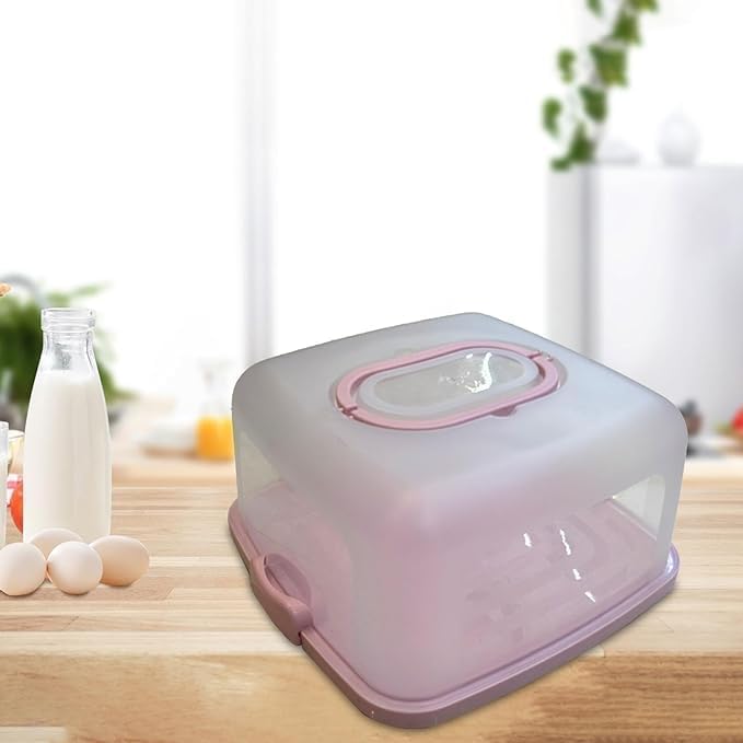 Cake Carrier with Lid and Handle, Square Cake Storage Box for Cupcakes, BPA-Free Leak-Resistant Food Container for Parties, Picnics and Travel, Pink - image 6