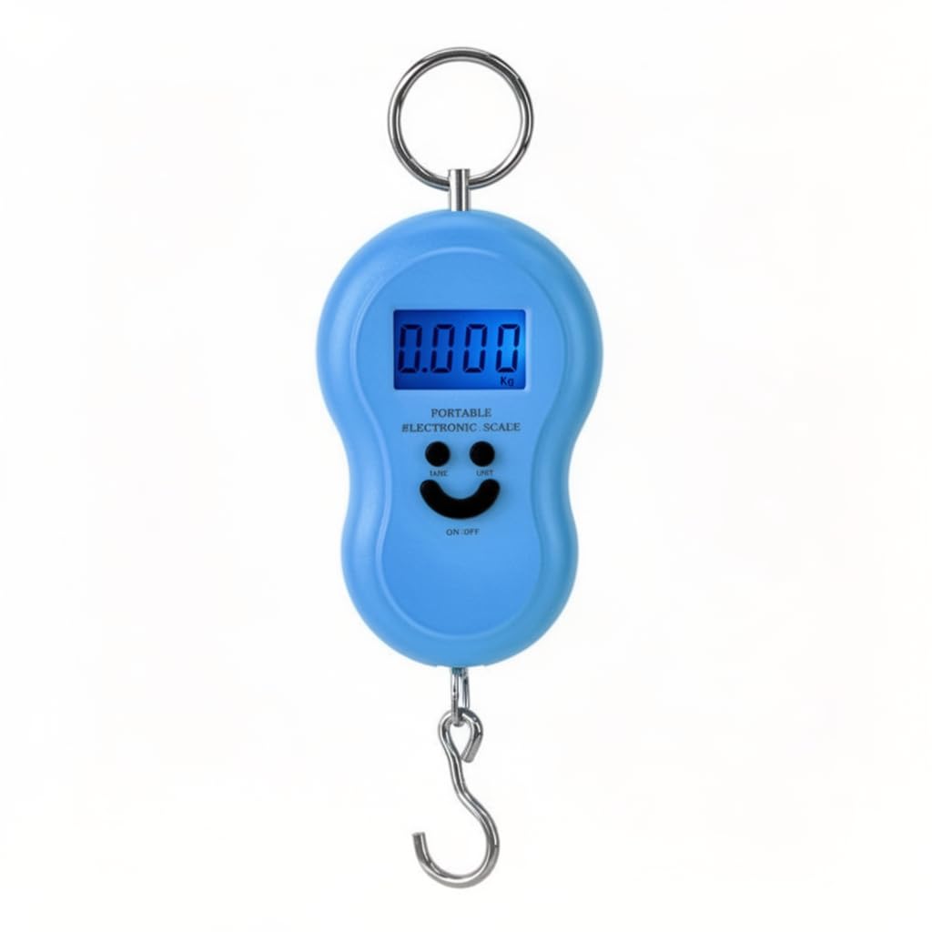 Luggage Scale 50kg, Digital Portable Hanging Baggage Weight Checker with Backlit LCD Display and Hook for Suitcase, Airport and Travel, Compact, Blue - image 1