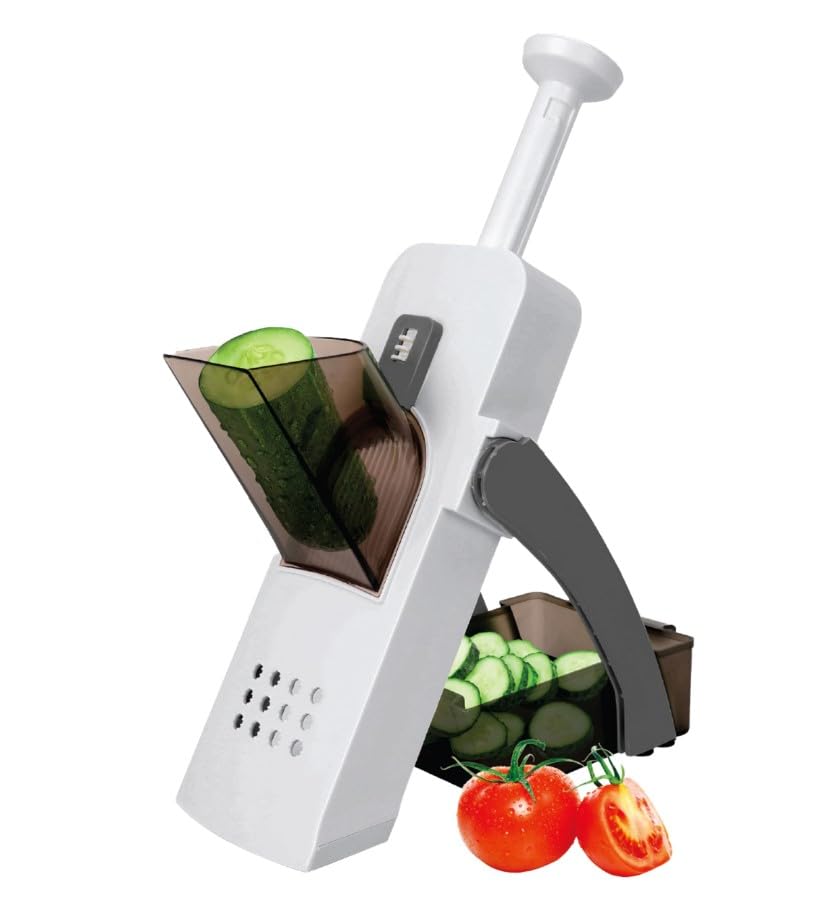 Vertical Chopper, Vegetable Chopper, Multifunctional Food Chopper, Safe Slicer for Kitchen, Vegetable Fruit Meat Cutter with Container, French Fry Cutter, SR-266 (Grey) - image 1