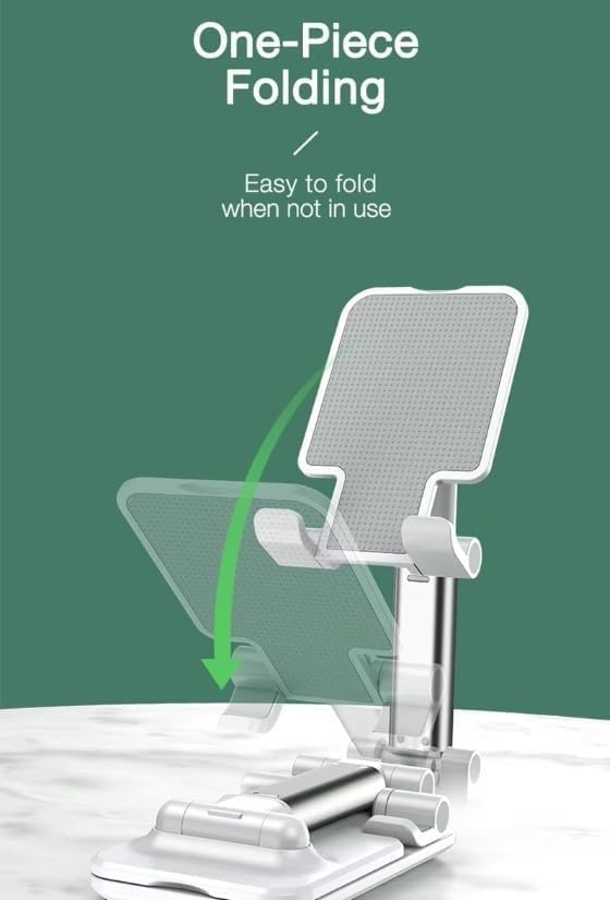 Phone Stand for Desk, Foldable Adjustable Mobile Holder for Smartphones and Tablets, Universal Hands-Free Desktop Stand for Video Calls, Watching, Reading and Work, Green - image 3
