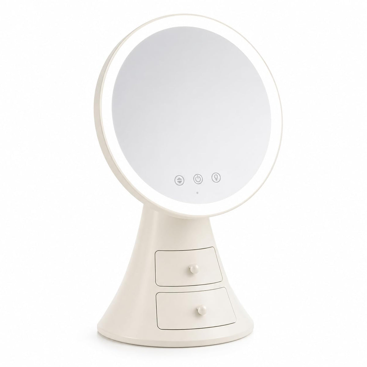 LED Makeup Mirror with Organizer, Desktop Vanity Mirror with Touch Control, 3 Light Modes and Adjustable Angle, Easy-Clean Tabletop Cosmetic Storage Box for Women and Girls, X-611 - image 1