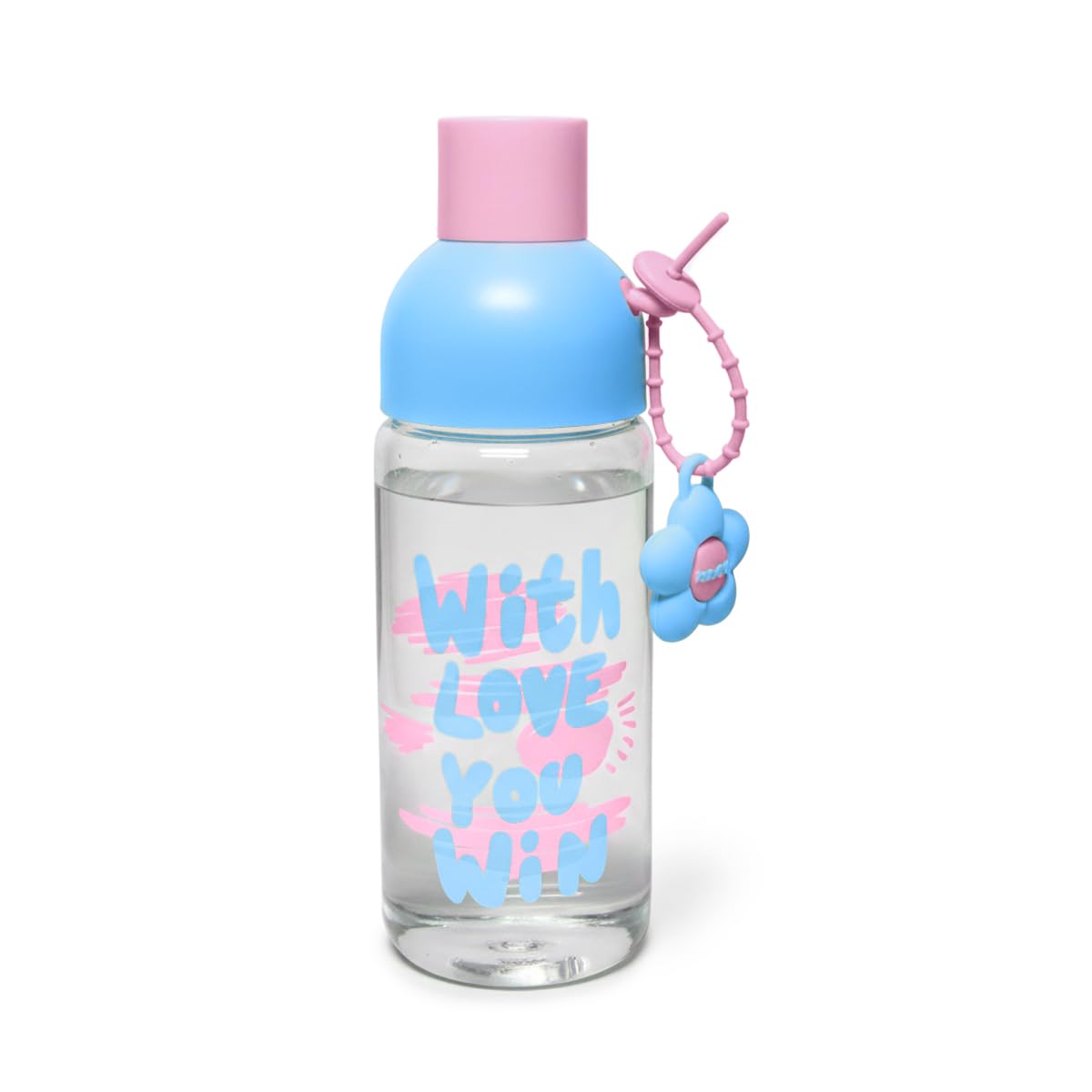 Water Bottle Glass 450 ml with Strainer, Leak-Proof BPA-Free Cute Infuser Cup with Easy-Grip Lid for Tea, Juice and Milk, Indoor and Outdoor, GG-2538 (Pink, blue) - image 1