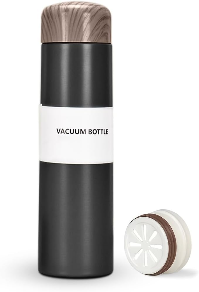 Thermal Mug 250 ml, Vacuum Insulated Stainless Steel Travel Coffee Cup with Leak-Resistant Lid, Double-Wall Compact Bottle for Hot and Cold Drinks, Office, Car and Travel (Black) - image 1