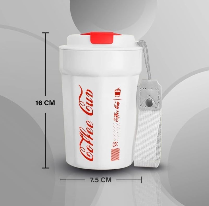 Travel Mug 380ml, Double-Wall Stainless Steel Insulated Coffee Cup with Leakproof Lid, Reusable Thermal Tumbler for Hot and Cold Drinks, Work and Travel (White) - image 3