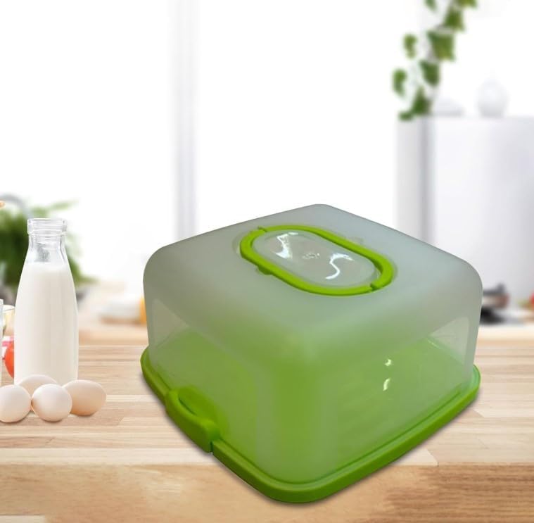 Cake Carrier Box with Lid and Handle, Reusable Square Cake Storage Container for Cakes Cupcakes and Pastries, Parties Picnics Birthdays and Events (Green) - image 2