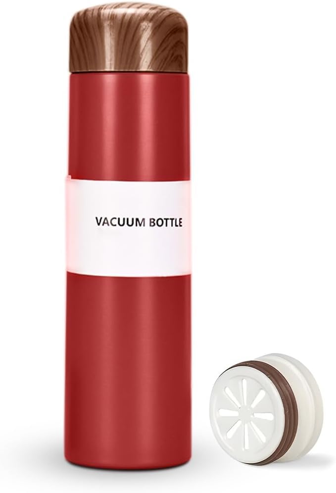 Water Bottle 250 ml, Vacuum Insulated Stainless Steel Mini Flask with Leakproof Lid, Slim Pocket Travel Mug for Coffee, Tea, Office and Outdoor Use (Dark Red) - image 1