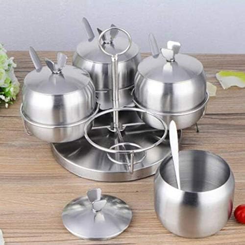 Spice Jar Set Stainless Steel With Holder 3 Piece Sugar Salt Pepper Tea Containers With Spoons Kitchen Counter Organizer Durable Rust Resistant - image 3