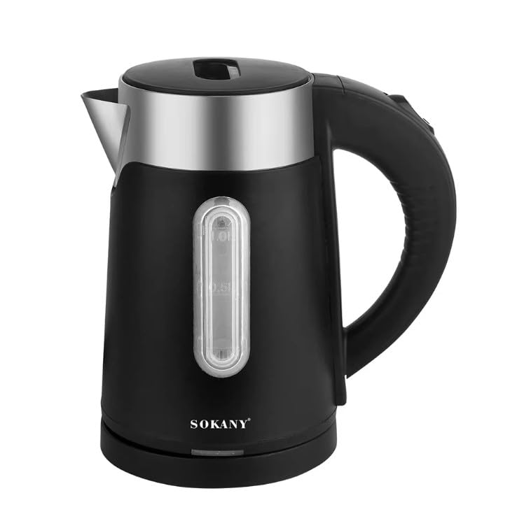 Electric Kettle 1L, 1200W Stainless Steel Water Boiler with Fast Boiling, Auto Shut-Off, 360° Swivel Base, Indicator Light and Water Level Window, Sokany SK-0808 (Black) - image 1