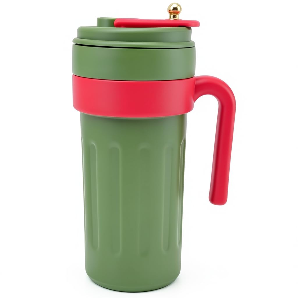 Travel Mug 650ml, Stainless Steel Insulated Coffee Mug With Temperature Display, Leak-Proof Lid and Handle, Thermal Cup for Hot and Cold Drinks (Green) - image 1