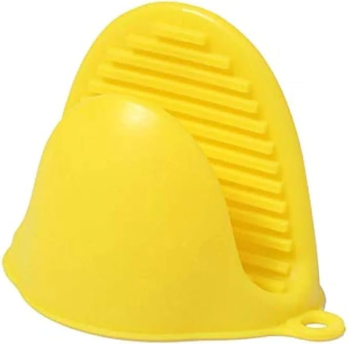 Gloves Mini Oven 2 Pairs Silicone Heat Resistant Pinch Mitts Potholders for Cooking Baking Handling Hot Trays Pots Pans Non Slip Compact Kitchen Tool N65 (Yellow) - image 7
