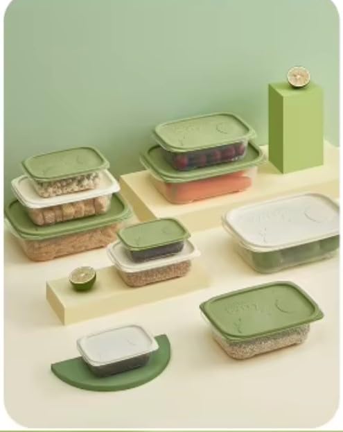 Food Storage Containers Set, 4 Piece Round Refrigerator Boxes with Airtight Lids, Leakproof, Microwave Safe 3 Minutes, Easy Clean for Vegetables, Fruit and Leftovers (Green) - image 5