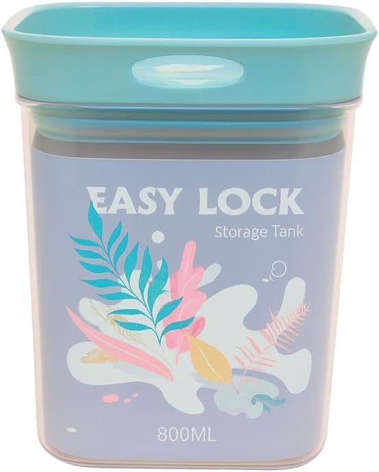 Airtight Food Storage Containers 4 Piece, Clear Stackable Acrylic Canister Set with 400ml, 600ml, 800ml and 1L Jars for Flour, Sugar, Pulses, Spices and Snacks, Blue - image 4