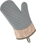 Oven Mitts, Silicone Heat Resistant Kitchen Gloves, Long Non-slip, Soft Cotton Lining, Machine Washable, Durable Cooking Mittens, (Grey) - image 1