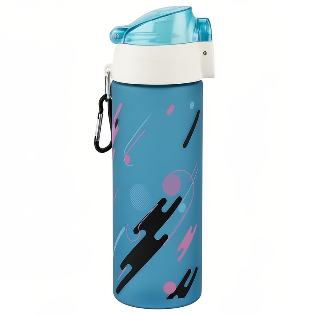 Water Bottle 650ml - BPA Free Sports Bottle with Airtight Leakproof Cap, Reusable Motivational Drink Bottle for Gym, School, Office, Travel, Students, Picnic, and Home Use (Blue) - image 1