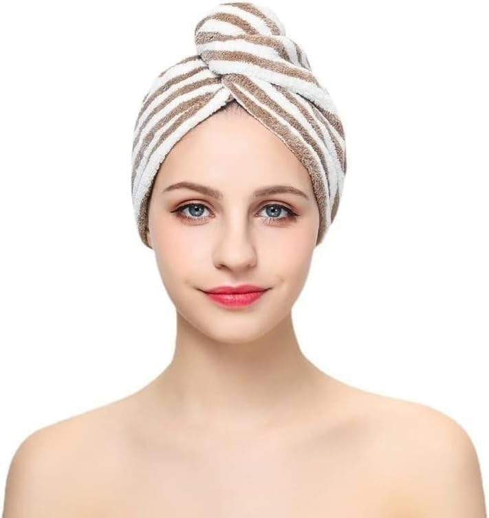Microfiber Hair Towel Wrap for Women, Absorbent Quick-Dry Turban with Button Closure for Wet, Long and Curly Hair, Lightweight and Machine Washable, Multicolour - image 4