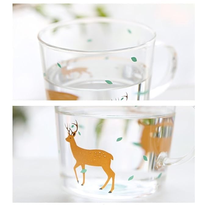 Glass Coffee Mug 300ml, Double Wall Clear Cup with Handle and Cute Animal Design for Tea, Milk, Cappuccino, Juice and Espresso, Home and Office, GG-647 - image 4