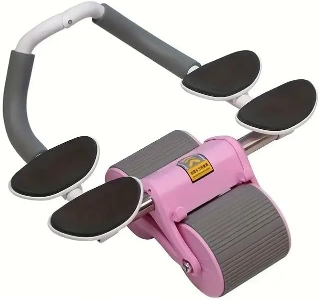 Ab Roller Automatic Rebound Exercise Wheel with 4 Elbow Support Pads, Wide Low-Noise Wheel and Non-Slip Handles for Home Core Workout (Pink) - image 1