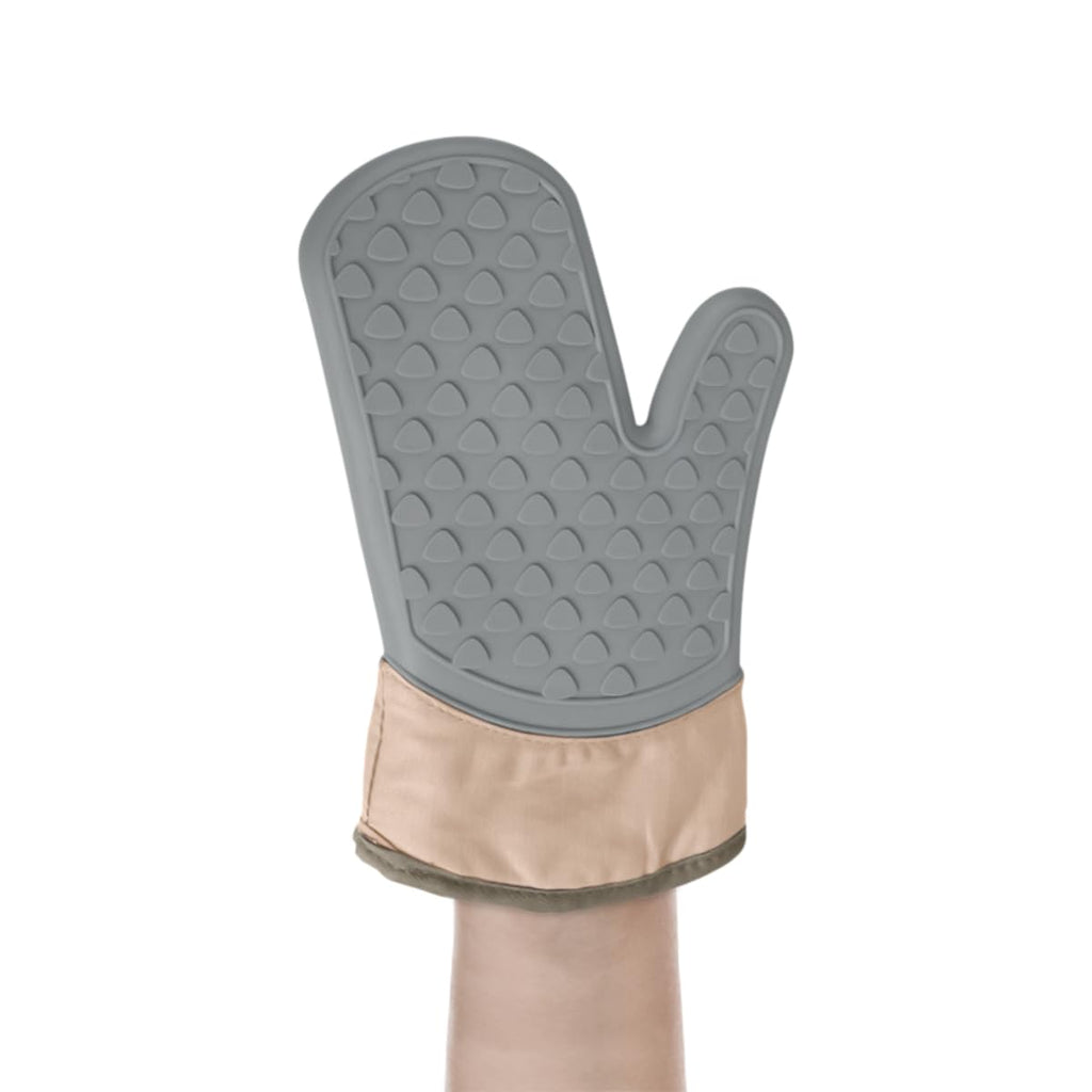 Silicone Oven Mitts, Heat-Resistant Long Kitchen Gloves with Non-Slip Grip and Soft Cotton Lining, Machine-Washable for Cooking, Baking, Grilling and BBQ, Grey - image 1