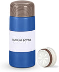 Water Bottle 150ml Mini Stainless Steel Vacuum Insulated Pocket Flask, Slim Wood Grain Leak-Proof Travel Mug for Coffee Tea, Blue - image 1