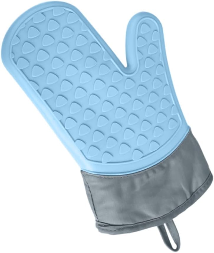 Oven Mitts Pair, Long Heat-Resistant Silicone Kitchen Gloves with Non-Slip Grip, Machine-Washable Hand Protectors for Baking, Cooking, BBQ, Grill and Air Fryer (Blue) - image 1