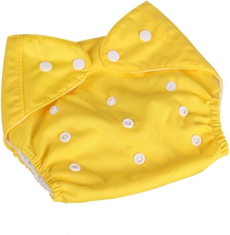Baby Cloth Diaper Reusable Cotton Pocket Nappy Adjustable Washable Waterproof Breathable Soft Insert Friendly For Newborn Infant Toddler 0-3 Years (Yellow) - image 1