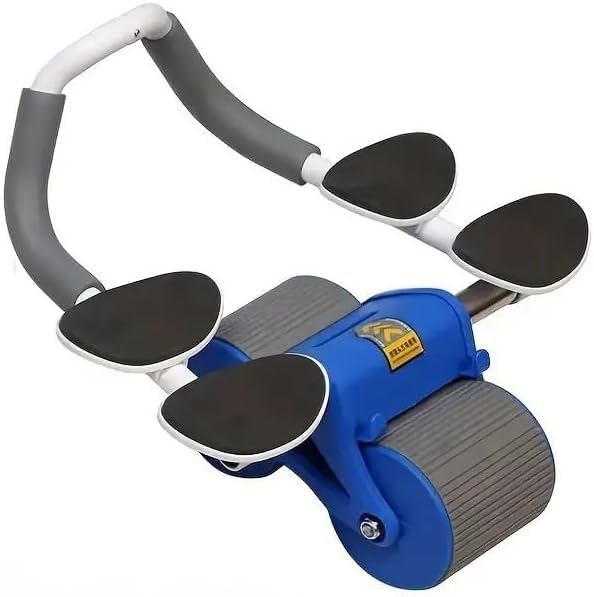 Ab Roller Wheel, Automatic Rebound Core Trainer with 4 Elbow Supports, Wide Low-Noise Wheel and Non-Slip Handles for Home Workout, Max User Weight 127 kg, Blue - image 1