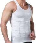 Slim Shirt For Men, Slimming Body Shaper, Tummy Control Vest, Lightweight Breathable, Seamless Invisible Under Clothes, Workout & Daily Wear (White, M) - image 1