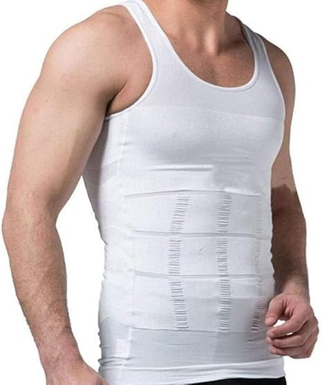 Slim Shirt For Men, Slimming Body Shaper, Tummy Control Vest, Lightweight Breathable, Seamless Invisible Under Clothes, Workout & Daily Wear (White, S) - image 1
